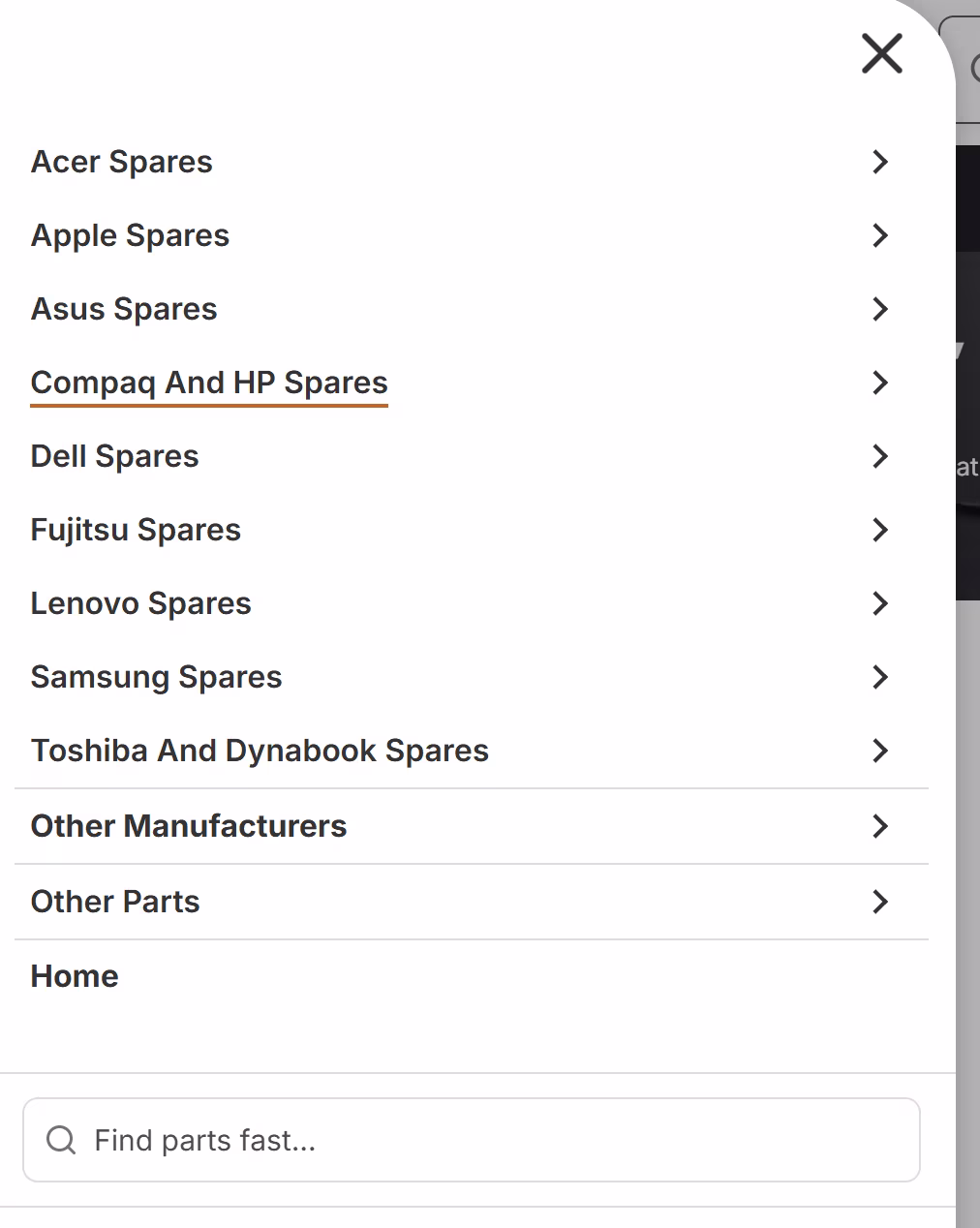 Convertivo Unified Navigation product category drawer